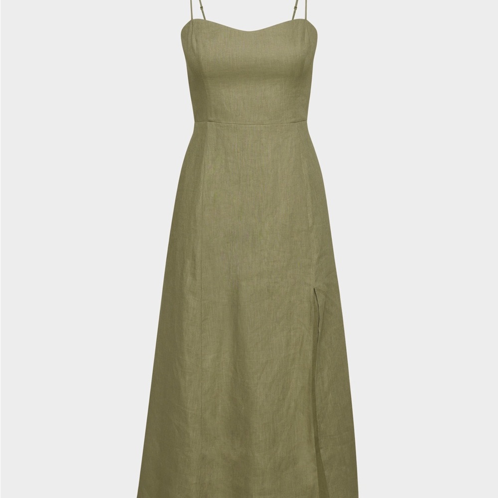 NWT Aritzia Barrafina Linen Dress in Sun-dried Olive 10 - Picture 6 of 8